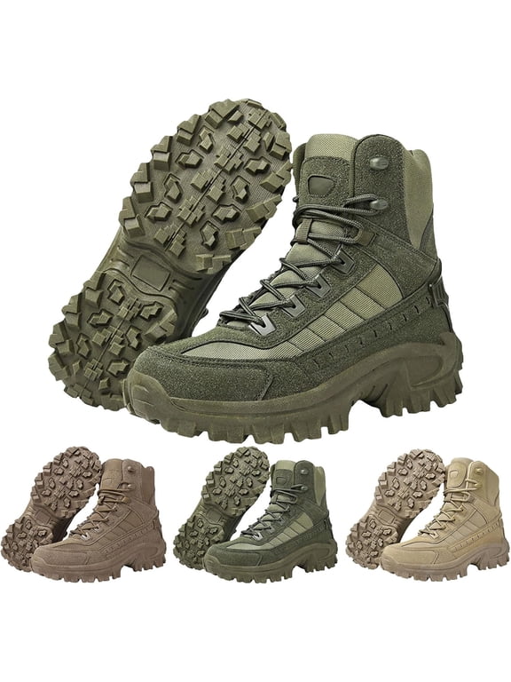 Men's Waterproof Work Boots with Side Zipper – Non Slip Orthopedic Hiking Shoes, Lightweight Tactical Combat Boot for Outdoor, Camping, Motorcycle & Work