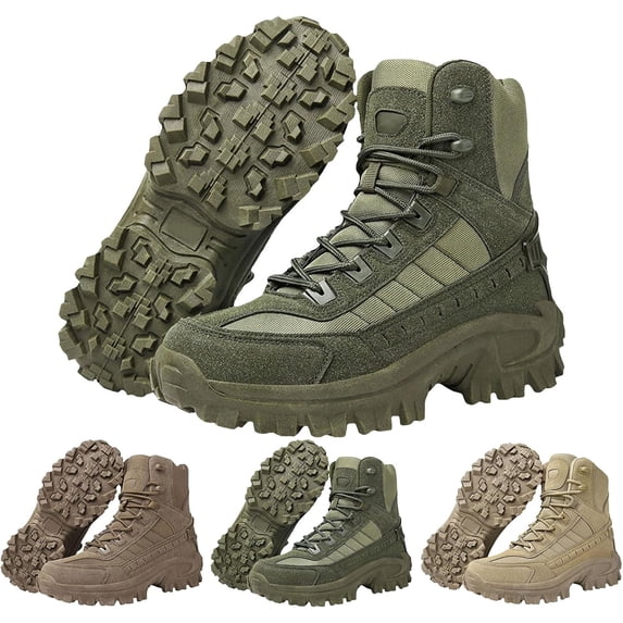 Men's Waterproof Work Boots with Side Zipper – Non Slip Orthopedic Hiking Shoes, Lightweight Tactical Combat Boot for Outdoor, Camping, Motorcycle & Work
