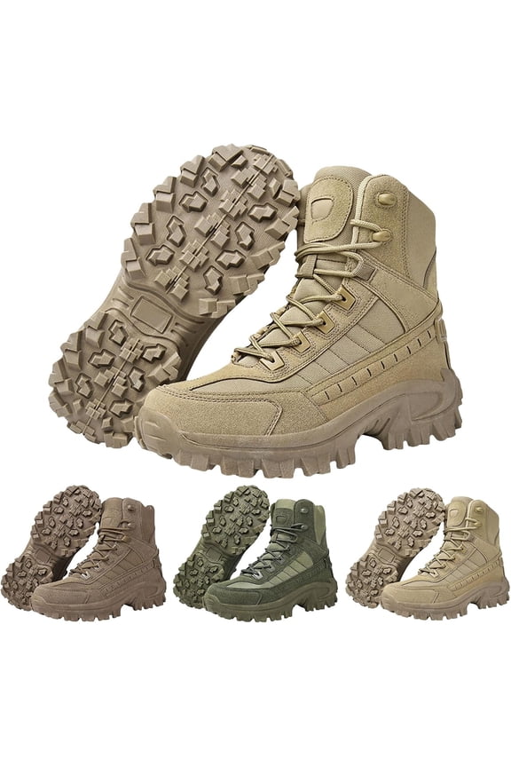 Men's Waterproof Work Boots with Side Zipper – Non Slip Orthopedic Hiking Shoes, Lightweight Tactical Combat Boot for Outdoor, Camping, Motorcycle & Work