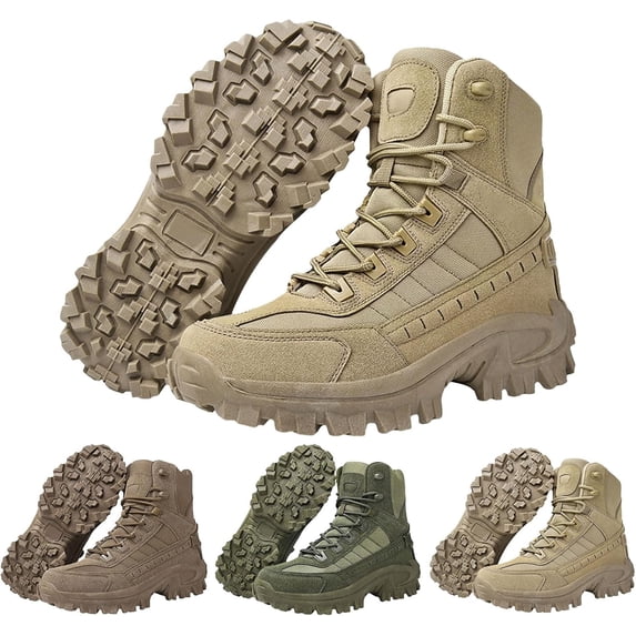 Men's Waterproof Work Boots with Side Zipper – Non Slip Orthopedic Hiking Shoes, Lightweight Tactical Combat Boot for Outdoor, Camping, Motorcycle & Work