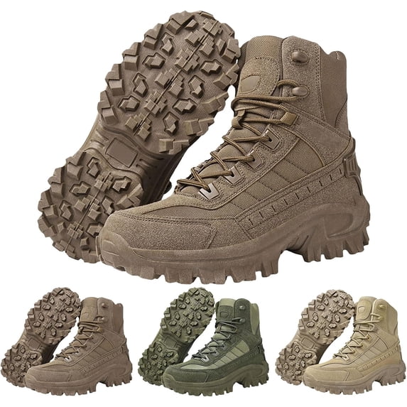Men's Waterproof Work Boots with Side Zipper – Non Slip Orthopedic Hiking Shoes, Lightweight Tactical Combat Boot for Outdoor, Camping, Motorcycle & Work