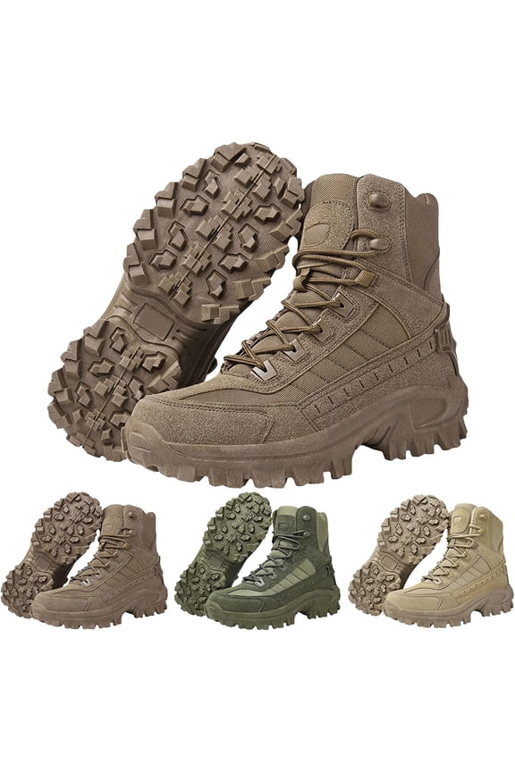 Men's Waterproof Work Boots with Side Zipper – Non Slip Orthopedic Hiking Shoes, Lightweight Tactical Combat Boot for Outdoor, Camping, Motorcycle & Work