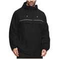 thumbnail image 1 of Men's Waterproof Work Jacket Solid Color Outdoor Water Proofing Climb Sport Run Pocket Zipper Long Sleeved Hooded Loose Fit Coat, 1 of 6