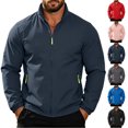 thumbnail image 1 of Men's Watertight Jacket Stand Collar Windproof and Waterproof Jacket Windbreaker Zip Up Coat with Pocket, 1 of 7