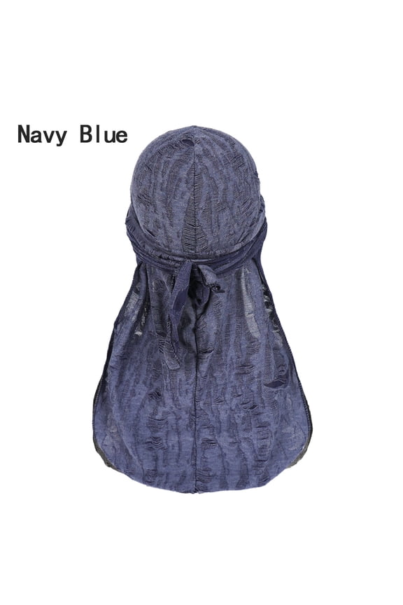 Men's Wave Durag Hip Hop Cap - Textured Frayed Headwrap for Hair Waves, Sleeping & Outdoor Use