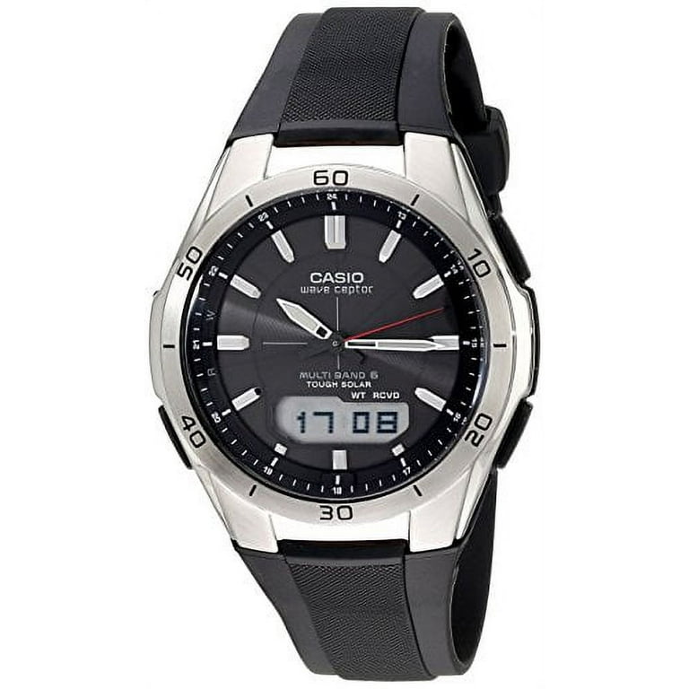 Men s Waveceptor Solar Atomic Ana Digi Watch Black Resin Strap
