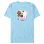 Mens We Bare Bears Be My Valentine Graphic Tee Light Blue Large