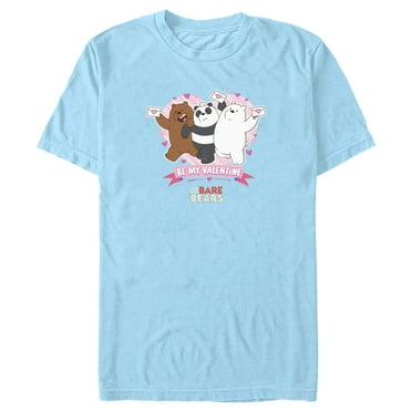 Men's We Bare Bears Be My Valentine  Graphic Tee Light Blue X Large