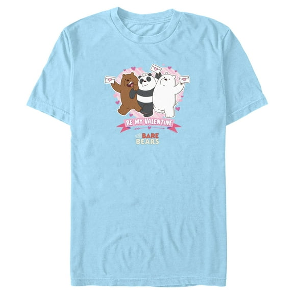 Men's We Bare Bears Be My Valentine Graphic Tee Light Blue X Large
