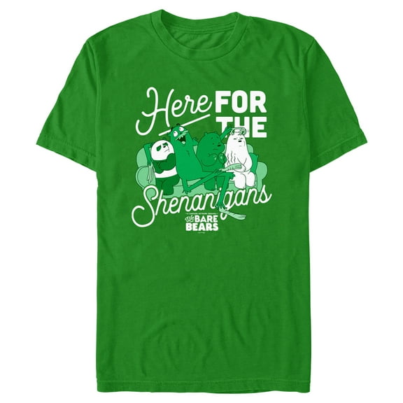 Men's We Bare Bears Here for Shenanigans  Graphic Tee Kelly Green 3X Large