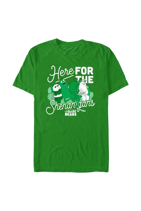 Men's We Bare Bears Here for Shenanigans Graphic Tee Kelly Green Medium