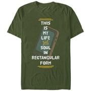 Mens We Bare Bears Panda Soul in Rectangular Form Graphic Tee Military Green Large