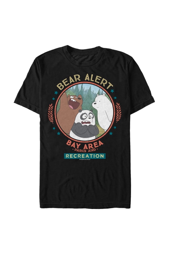 Men's We Bare Bears Parks and Rec Bear Alert  Graphic Tee Black 2X Large