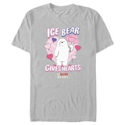 Mens We Bare Bears Valentines Day Ice Bear Gives Hearts Graphic Tee Silver X Large