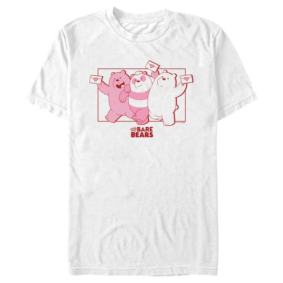 Men's We Bare Bears Valentine's Day Letters  Graphic Tee White X Large