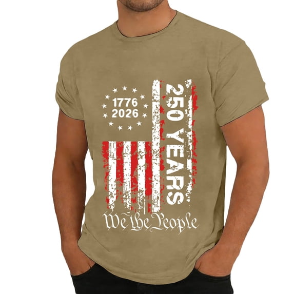 Men’s We The People 250th Anniversary Patriotic T-Shirt, 1776-2026 American Flag Graphic Tee For Anniversary Celebration Comfortable Fit