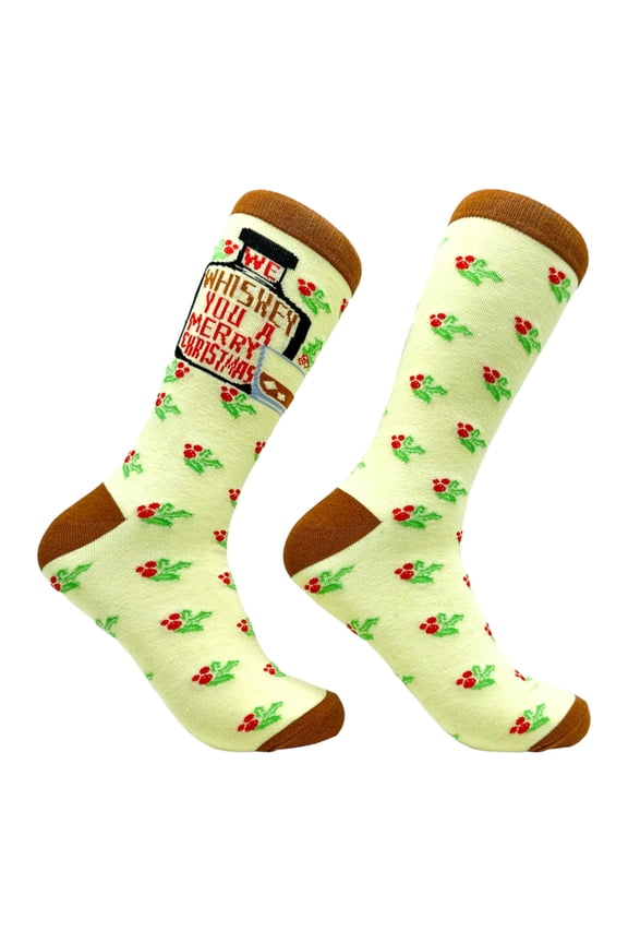 Men's We Whiskey You A Merry Christmas Socks Funny Xmas Party Drinking Lovers Footwear