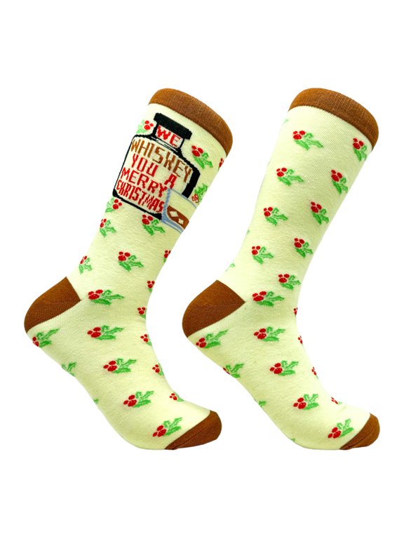 Men's We Whiskey You A Merry Christmas Socks Funny Xmas Party Drinking Lovers Footwear