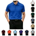 thumbnail image 1 of Men's Wearbreeze Shirts Casual Short Sleeve Polo Shirts Summer Quick Dry Stretch Non-Iron Anti-Wrinkle Shirt with Pocket Blue 5XL, 1 of 6