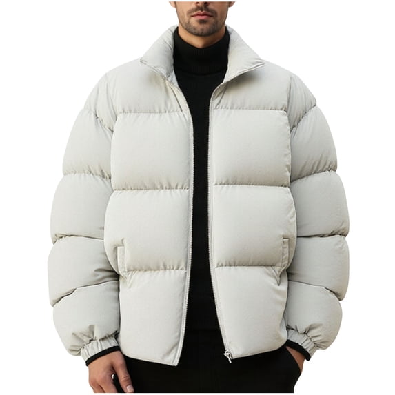 Men's Weatherproof Hooded Coat with Zipper Front and Long Sleeve for Winter Conditions