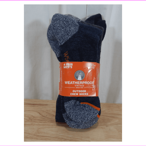Men's Weatherproof Wool Blend All Purpose Outdoor Crew Socks 4 Pack (6-12)/Grey