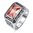 thumbnail image 1 of Men's Wedding Band 8X12mm 6.75ct Created Morganite 925 Sterling Silver Engagement Ring, 1 of 5