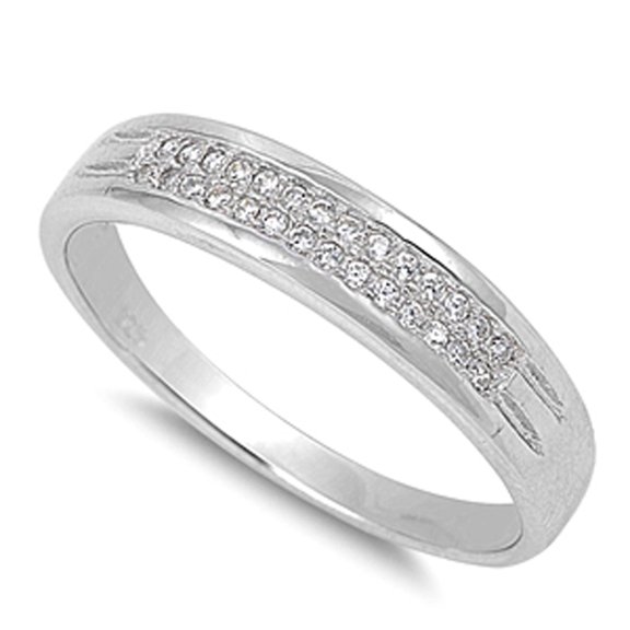 Men's Wedding Band Clear CZ Promise Ring .925 Sterling Silver White Jewelry Female Size 10