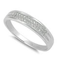 thumbnail image 1 of Men's Wedding Band Clear CZ Promise Ring .925 Sterling Silver White Jewelry Female Size 6, 1 of 4