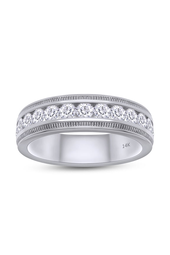 Men's Wedding Band Ring, 1.16 Carat Round Shape IGI Certified Lab Grown Diamond (14K Solid Gold) Channel Set Milgrain Half Eternity Stackable Band Ring Jewelry Gift For Men