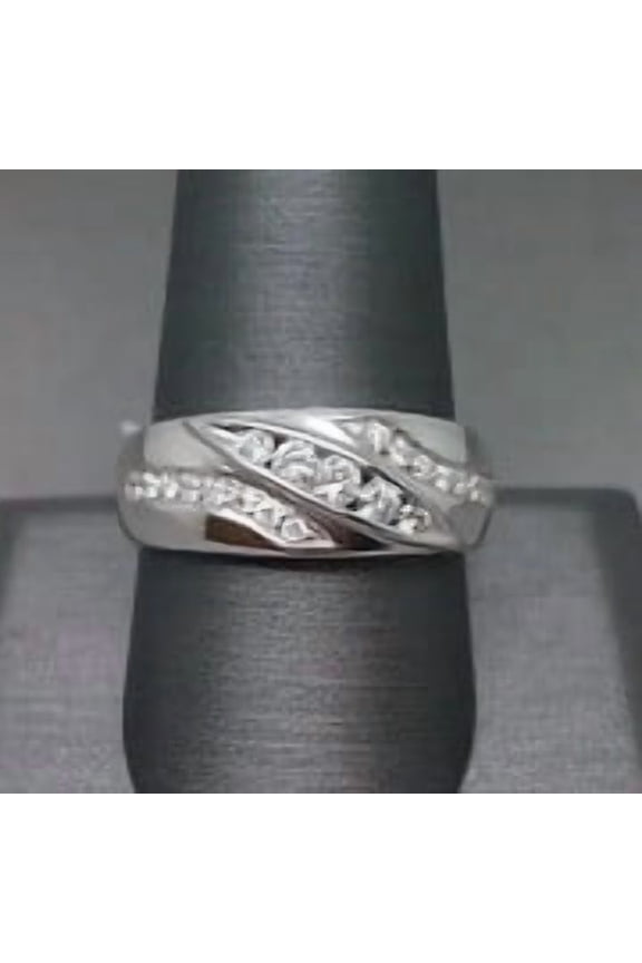 Men's Wedding Band Ring 2Ct Round Cut Simulated Diamond In 14K White Gold Plated Silver