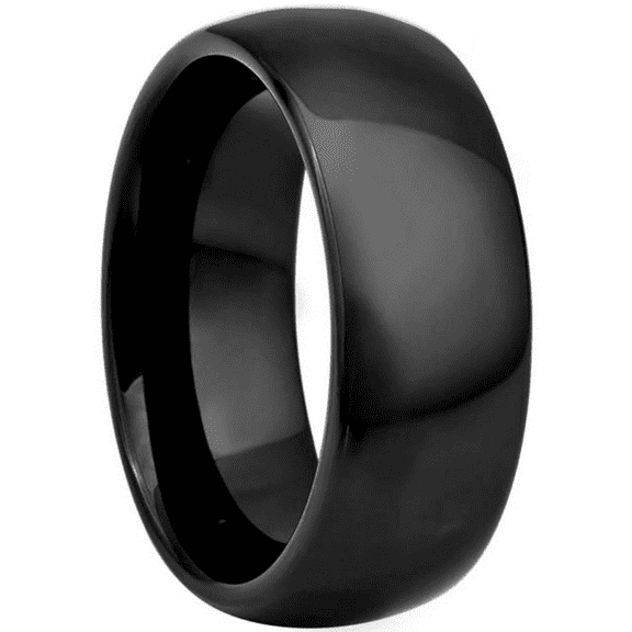 Men's Wedding Band Rings - 10mm Black Polished Tungsten Carbide Classic Wedding Rings for Men and Women