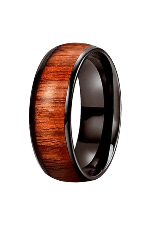 Men's Wedding Band Rings - Black Brown Wood Grain - Wedding Rings for Men and Women