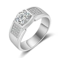 thumbnail image 1 of Men's Wedding CZ Jewelry Band 925 Silver, Gold Engagement Fashion Ring Size 7-12, 1 of 6
