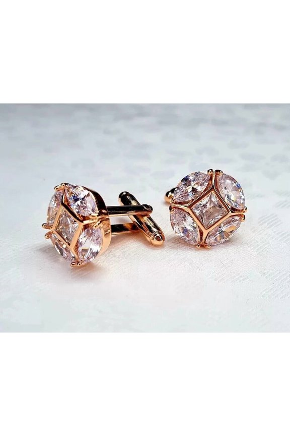 Men's Wedding Cufflinks 3CT Princess Lab Created Diamond 14K Yellow Gold Plated