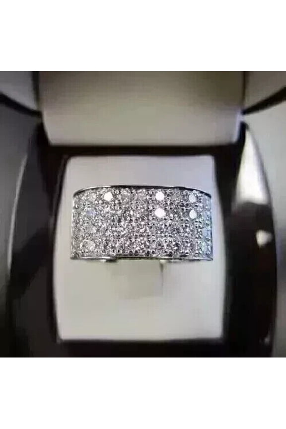 Men's Wedding Ring 14k White Gold Plated Silver 3.00Ct Round Cut VVS1/D Diamond