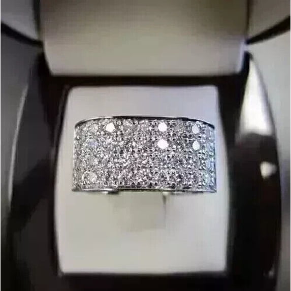 Men's Wedding Ring 14k White Gold Plated Silver 3.00Ct Round Cut VVS1/D Diamond