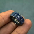 thumbnail image 1 of Men's Weddings Gift Band Ring 3Ct Round Cut Simulated Blue Sapphire 14K Black Gold Plated, 1 of 5