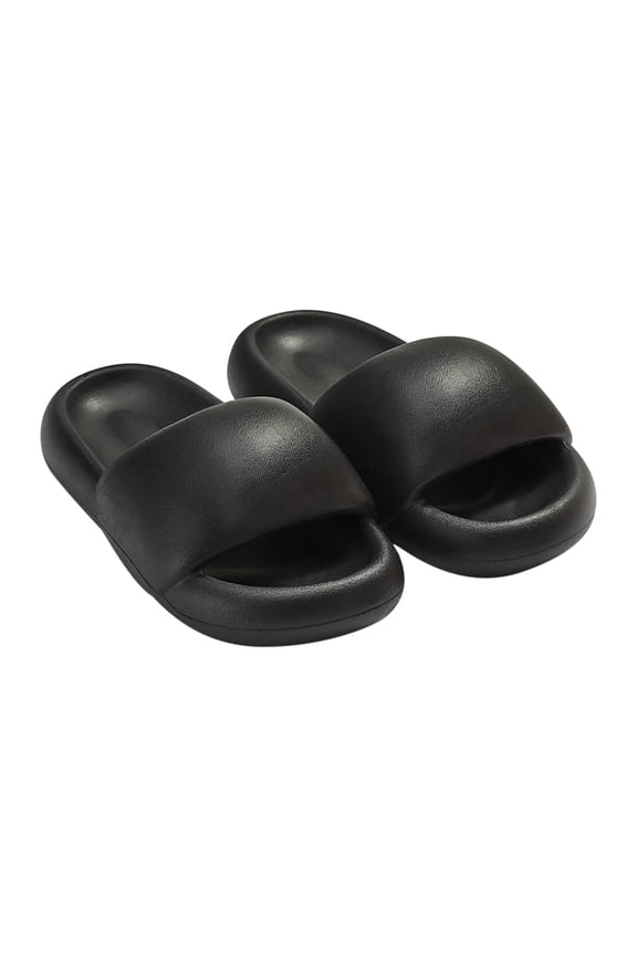 Men's Wedge Flip Flops Soles Slip On Slippers Fashion Casual Thick EVA Bottomed Bathroom Bath Slides Couple Slippers Black 45