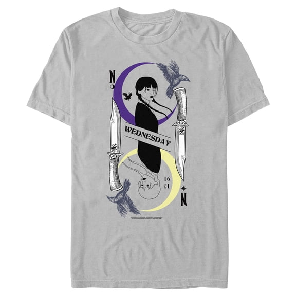 Men's Wednesday Character Line Art Graphic Tee Silver 2X Large