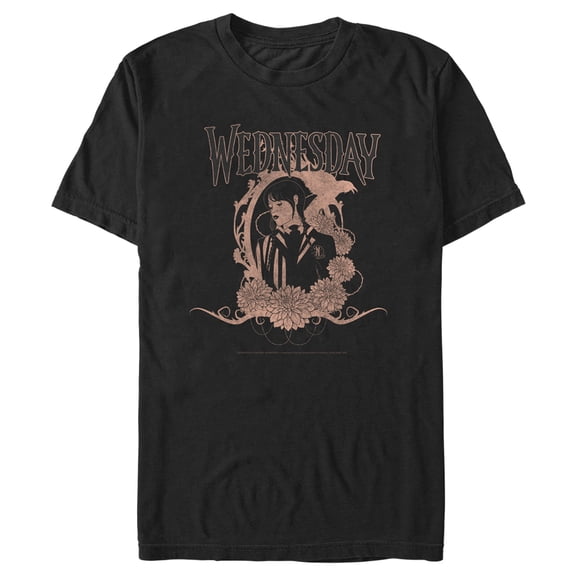 Men's Wednesday Floral Portrait Graphic Tee Black 2X Large