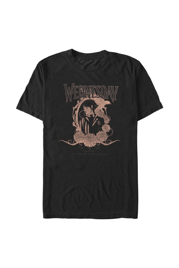 Men's Wednesday Floral Portrait Graphic Tee Black 3X Large