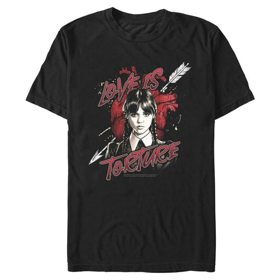 Men's Wednesday Love Is Torture Portrait Graphic T-Shirt