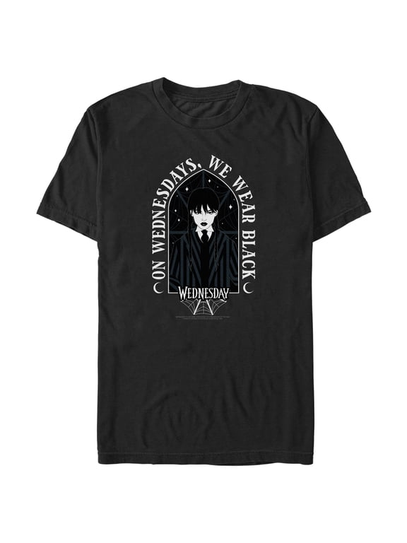 Men's Wednesday We Wear Black Portrait Graphic Tee Black X Large