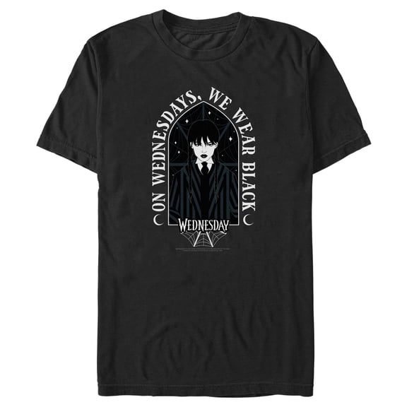 Men's Wednesday We Wear Black Portrait Graphic Tee Black X Large