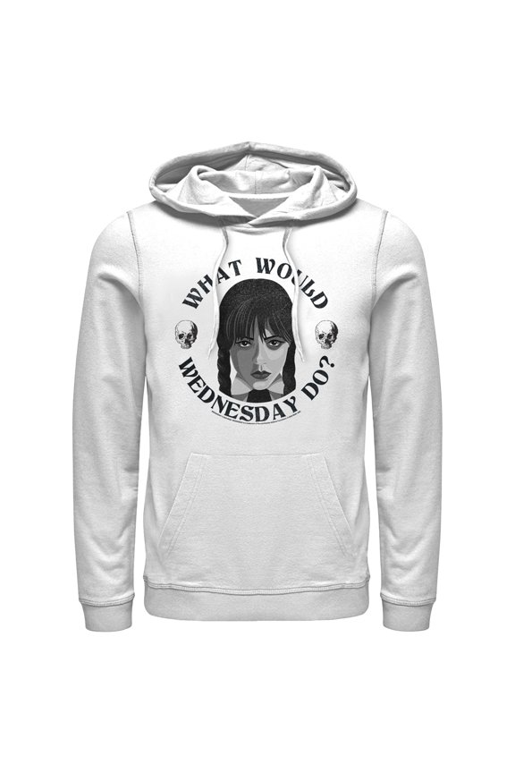 Men's Wednesday What Would Wednesday Do? Pull Over Hoodie White Small