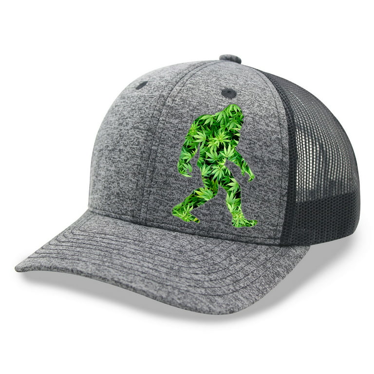 Men's Weed Leaf bigfoot Silhouette F48 Salt N Pepper Premium Trucker Hat  Mesh Back Cap Snapback One Size 