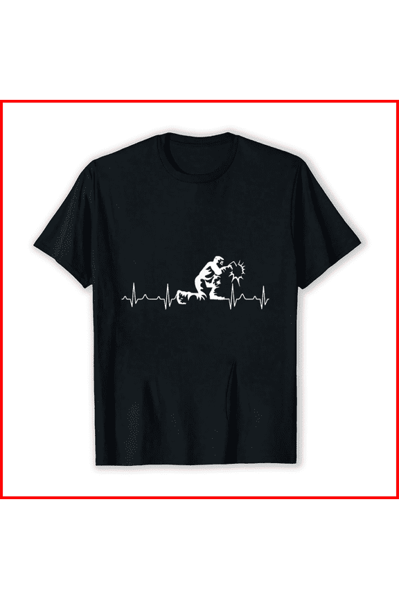 Men's Welder Heartbeat Welders Tee Welding Funny Christmas Unisex T-Shirt, up to Size 5XL