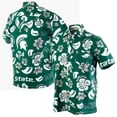 thumbnail image 1 of Men's Wes & Willy Green Michigan State Spartans Floral Button-Up Shirt, 1 of 4