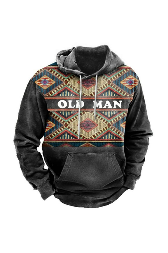 Men's Western Aztec Graphic Hoodies Fashion Long Sleeve Ethnic Hooded Sweatshirts 2024 Bearskin Tactical Hoodies