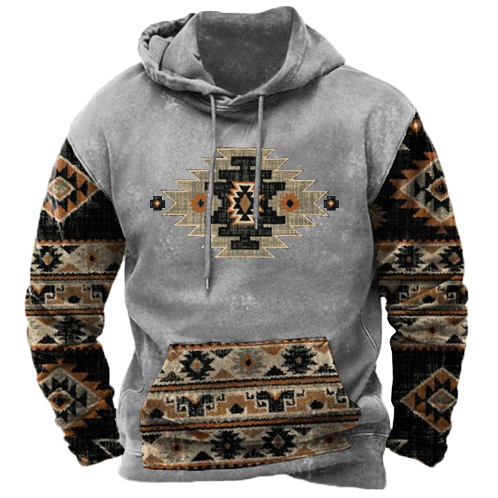 Men's Western Aztec Hoodies Sweatshirt African Geometry Graphic ...